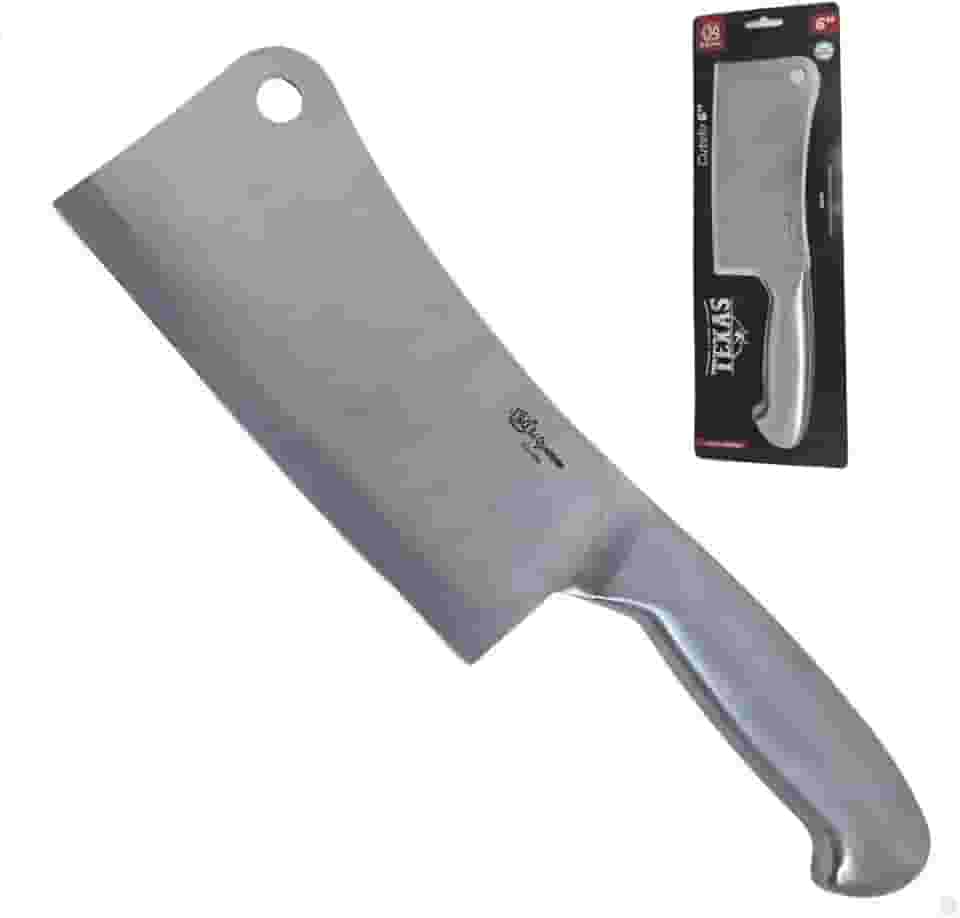 Cutelo de Aço Inox 6' (28cm) Profissional – Facas e Cutelo para Churrasco, Cozinha e Corte de Carnes