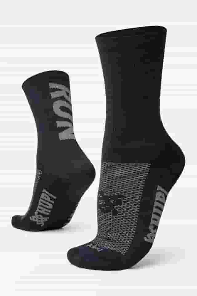 Meia para Corrida HUPI RUN Preto/Cinza 1 Par Cano Médio, Cor: Preto/Cinza, Tamanho 36-42