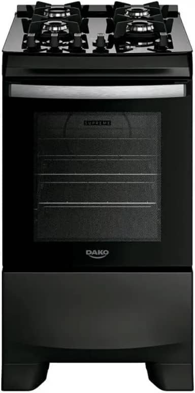 Fogão 4 Bocas Dako Supreme Black Glass Digital com Mesa de Vidro Preto Bivolt