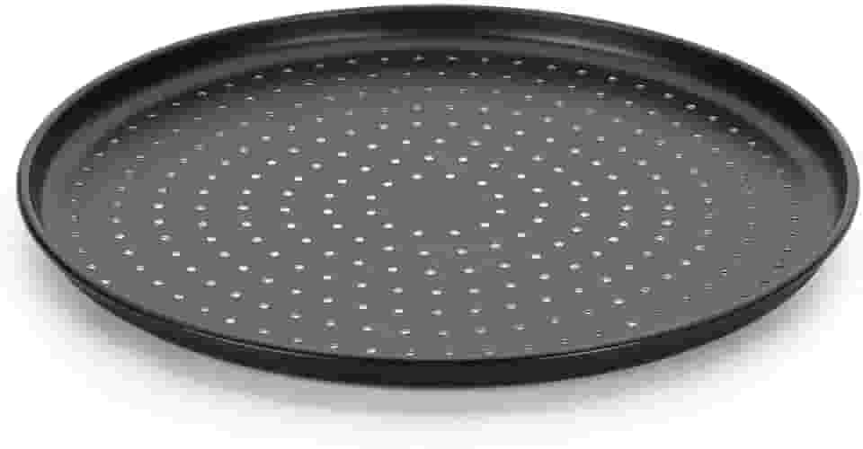 Forma Pizza Italiana 35 cm Furada Alumínio Fortaleza Preto