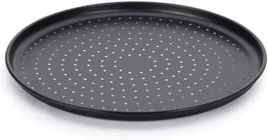 Forma Pizza Italiana 35 cm Furada Alumínio Fortaleza Preto