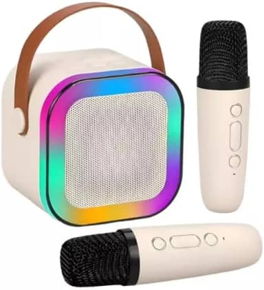 Karaoke com 2 Microfones Recarregáveis e Modos de Voz Divertidos para Crianças - Portátil e Ideal para Diversão Musical Infantil - Premium