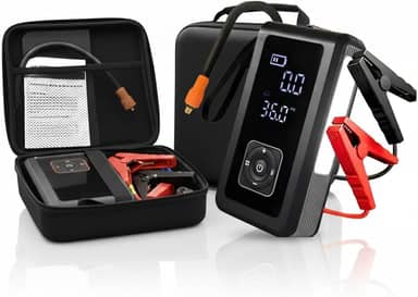 Carregador de Baterias Sem Fio Carga de Bateria Carro com compressor de Ar Portatil Luz de emergencia e Carrega o Celular Chupeta Enche Pneu do Carro Moto Ideal Para Viagens Auxiliar de Partida