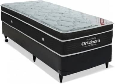Cama Box Elegant Superpocket Solteiro Ortobom Preto/Branco