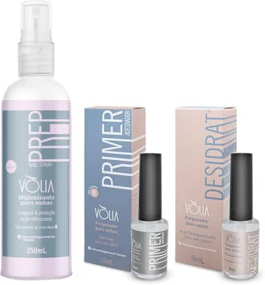 Kit Prep Nail Spray + Desidratador + Primer sem Ácido Vòlia