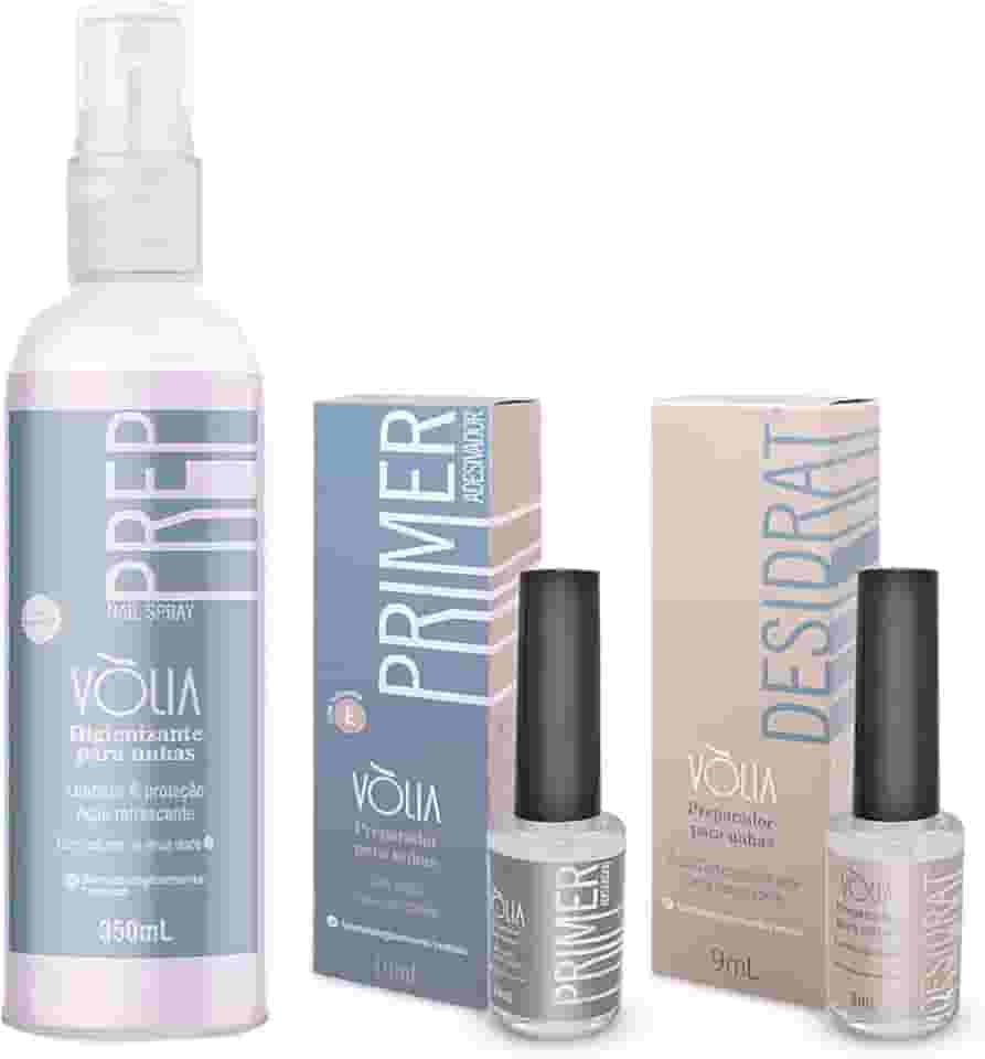 Kit Prep Nail Spray + Desidratador + Primer sem Ácido Vòlia
