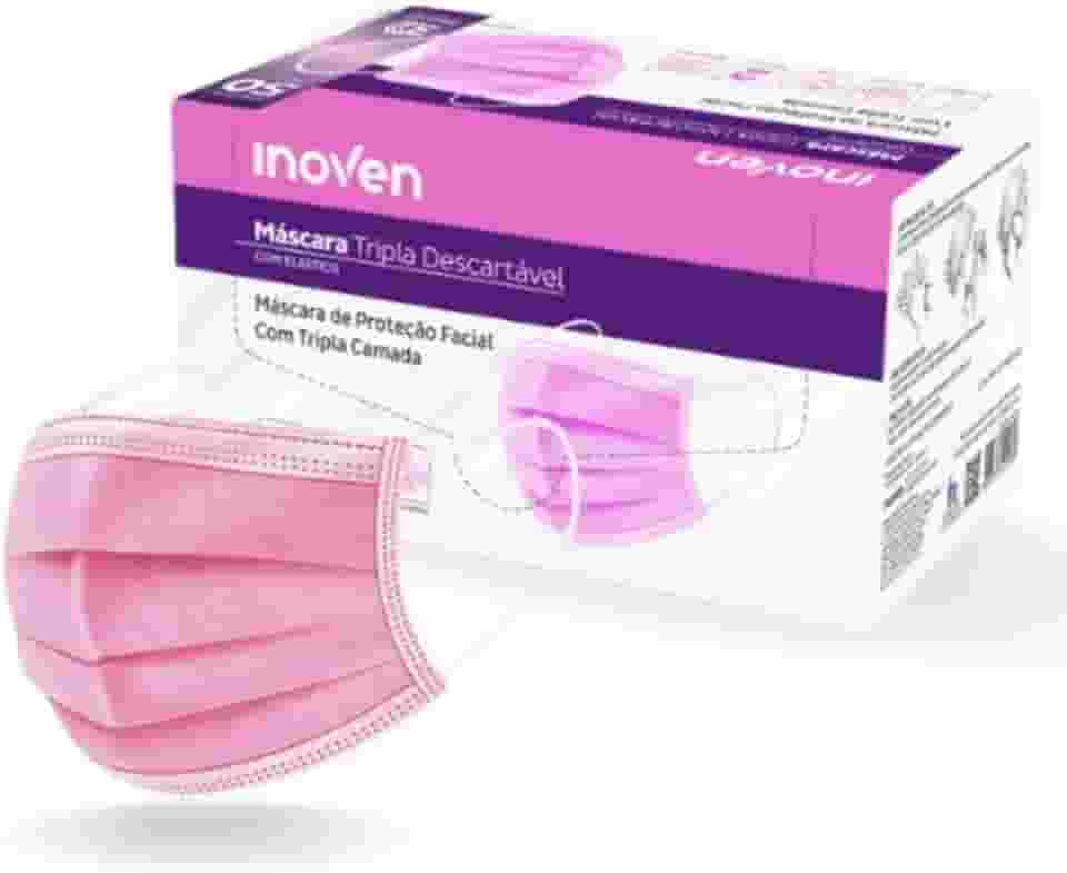 Máscara Descartável Facial Tripla Camada de Proteção Filtro Meltblown - 50 Unidades