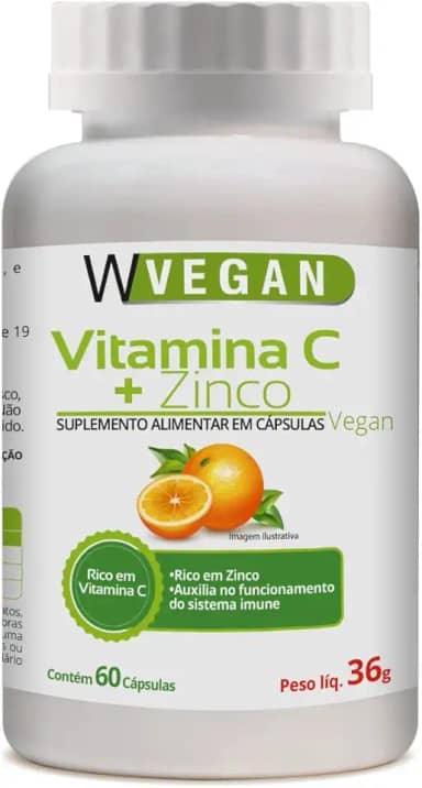 W Vegan Vitamina C 500Mg + Zinco 60 Capsulas Wvegan Vegano