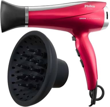 Secador de Cabelo Philco Profissional 2200W Íon Tourmaline com Difusor de Cachos - Bivolt