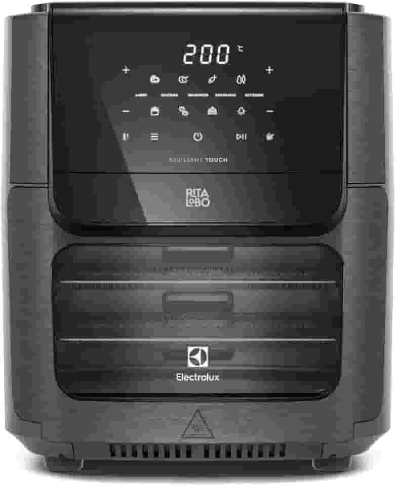 Fritadeira Elétrica sem oleo Forno Oven Airfryer 12L digital receita programada 2 bandejas espeto giratório 1700W Electrolux EAF90 Grafite 220v