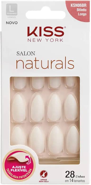 Unha Salon Natural Longo Stiletto, Kiss New York