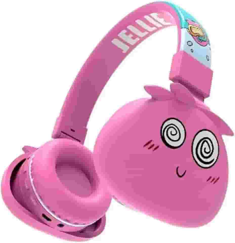 Fone de Ouvido Bluetooth Infantil Mostrinhos Sem Fio Kids - 8 Modelos Divertidos com Conexão Bluetooth e Cabo Auxiliar, Ajuste de Altura e Design Dobrável - Conforto e Diversão (Rosa)