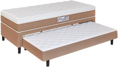 Cama Box Solteiro Com Cama Auxiliar Conjugada Espuma D28 Aspen 88x188x53cm Marrom/Branco Hellen