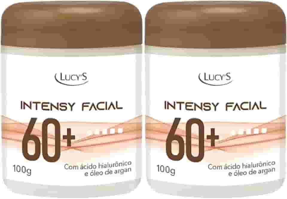 Kit 2 Creme Facial Rosto 60 P/Rugas Antirrugas Antissinais - Ácido Hialurônico e Óleo de Argan 100g