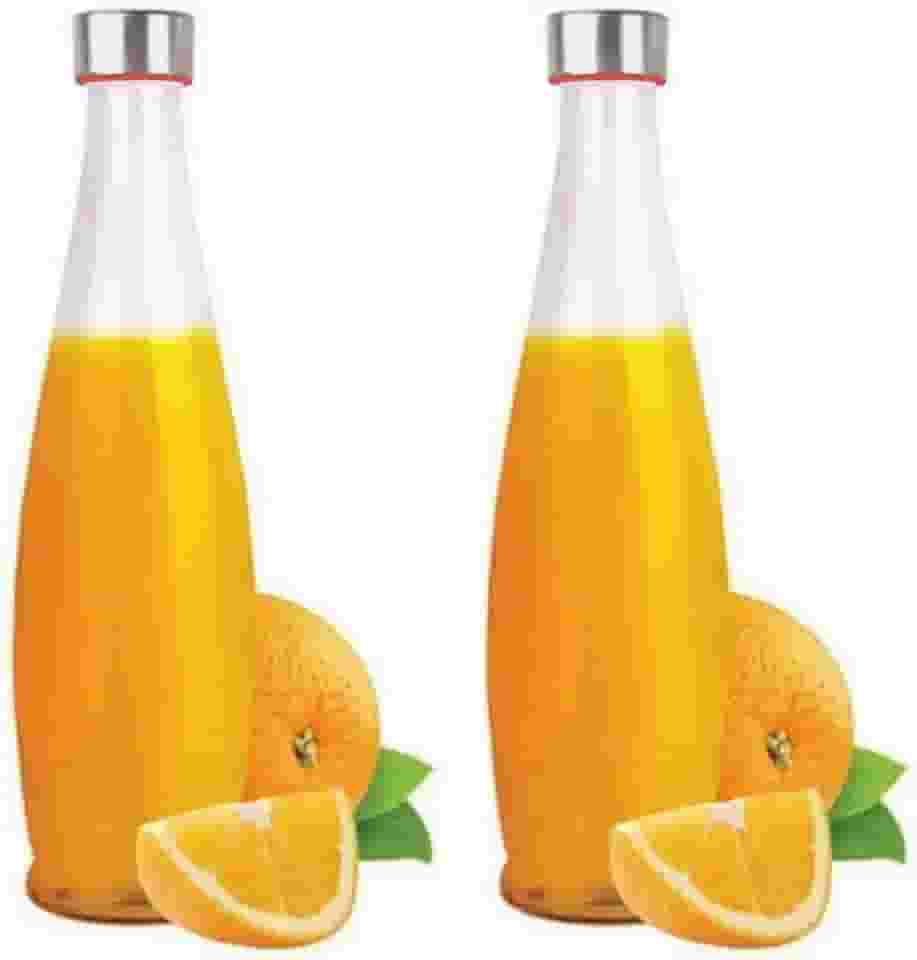 Garrafa De Vidro Redonda Transparente Reutilizáveis Com Tampa Hermética De Aço Inoxidável Para Geladeira 100% À Prova De Vazamentos Sem BPA De Água Sucos Detox Conjunto de 2 Garrafas