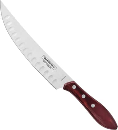 Faca para Carne Butcher Tramontina com Lâmina em Aço Inox e Cabo em Madeira Tratada Polywood Vermelho 8'
