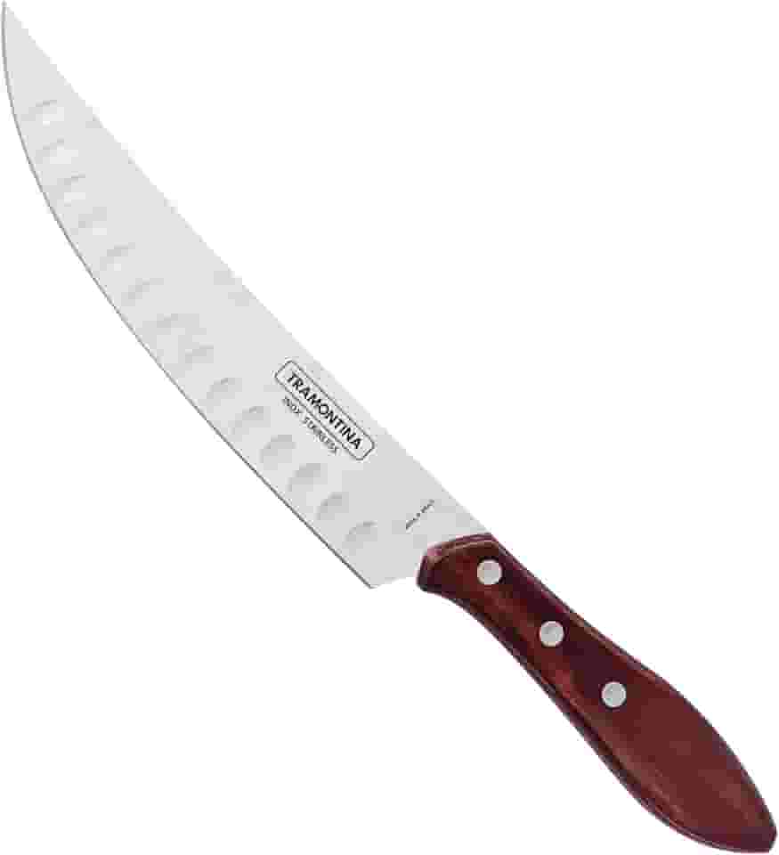 Faca para Carne Butcher Tramontina com Lâmina em Aço Inox e Cabo em Madeira Tratada Polywood Vermelho 8'
