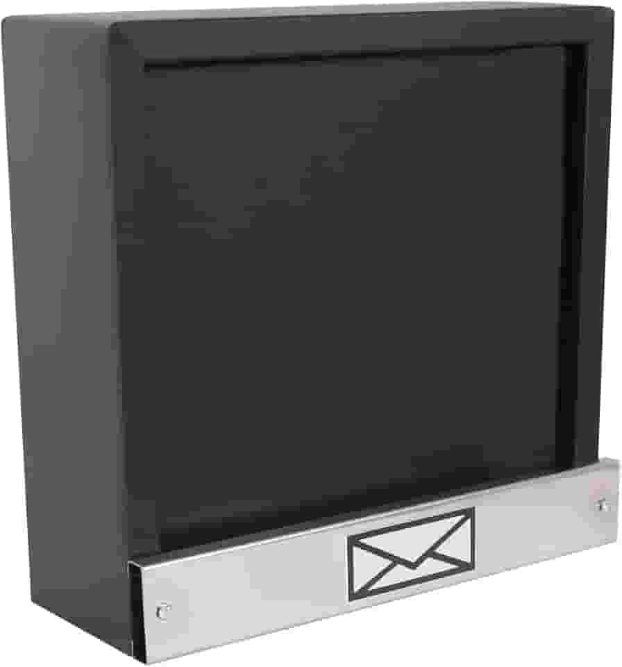 Caixa De Correio Carta Grade Vertical Preta C/Inóx
