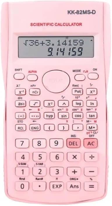 Calculadora Cientifica 82ms 240 Funções display 2 linhas com capa protetora Rosa