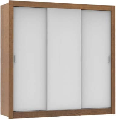 Guarda Roupa Casal Madesa Mônaco 3 Portas de Correr - Rustic/Branco