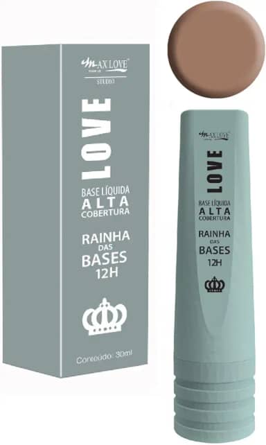 Base Líquida Alta Cobertura Max Love - Rainha Das Bases 12 Horas - Efeito Matte - Cor 609