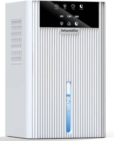 Desumidificador de Ar Ultra Silencioso, 2200ml, Branco, 25W, 7 Cores LED, Modo Noturno, Controle de Umidade para Quarto, Banheiro e Sala