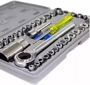 Jogo de Chaves Soquetes Sextavado com Catraca 40 Peças + Maleta: Versatilidade e Organização em um Kit Completo