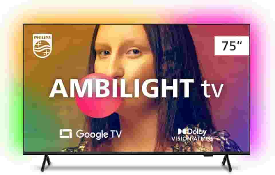PHILIPS, Smart TV, Ambilight 75" 4K, 75PUG7908/78, Google TV, Comando de Voz, HDR, Dolby, VRR, ALLM