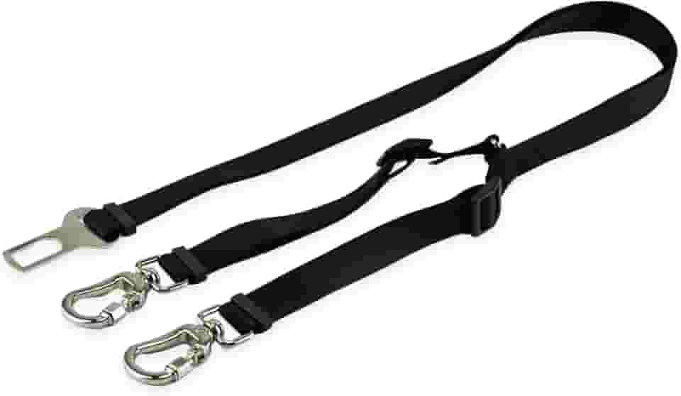 Cinto De Segurança Pet Duplo Universal Cachorro Gato Cães Gatos Carro Coleira Adaptador Ajustável (Preto)