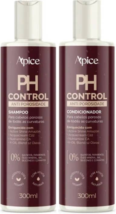 Kit Shampoo E Condicionador Ph Control Apice Anti Porosidade Capilar Tratamento Vegano 300ml