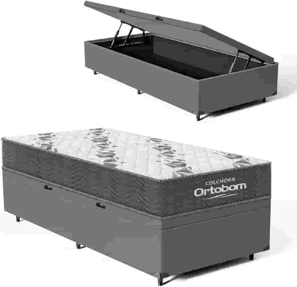 Cama Box Baú com Colchão de Espuma D33 Ortobom Airtech 100 (Solteiro)