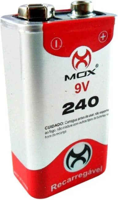 Bateria 9v 240mAah Recarregável Mox