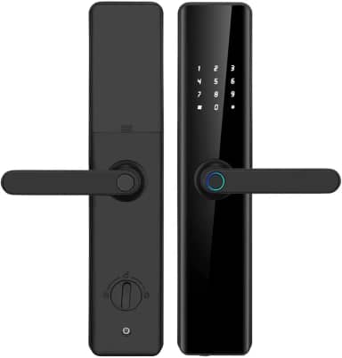 Fechadura Eletronica Digital 4 maneiras de desbloqueio Com Biometria Senha Tuya Wi-fi Cor Preta