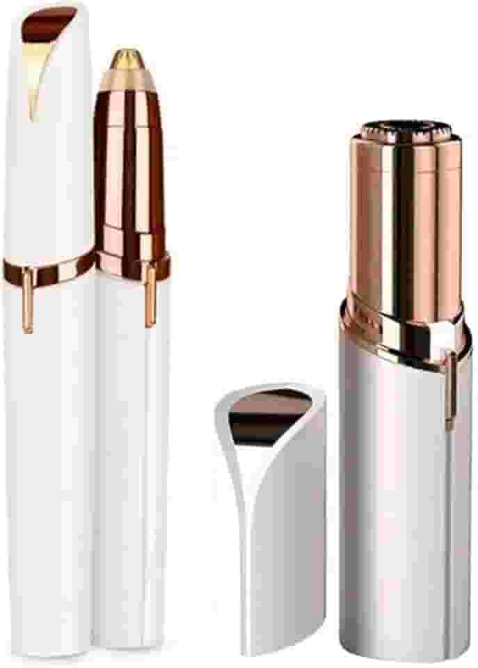 Kit 2 Peças Depilador Facial Feminino Portátil, Removedor de Pelos, Design Elegante Branco e Rose Gold, Prático e Eficiente