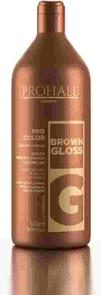 Máscara Matizadora Marrom Prohall - Brown Gloss 500ml, Efeito Morena Iluminada, Hidratação Profunda e Brilho de Salão