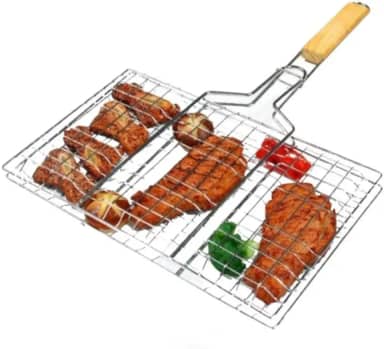 Grelha de Churrasco Dobrável para Linguiça, Peixe e Frango