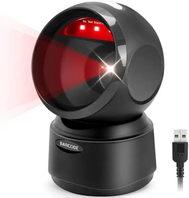 Leitor Codigo de Barras, Leitor de Codigo de Barras 1D、2D、QR com Fio USB, Leitor de Codigo de Barra, Scanner Automático Omnidirecional de Código de Barras de Mesa