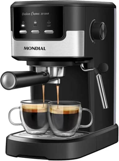 Cafeteira Espresso Dolce Crema 20 Bar, Mondial, Preto/Inox, 1200W, 110V - C-20-EC