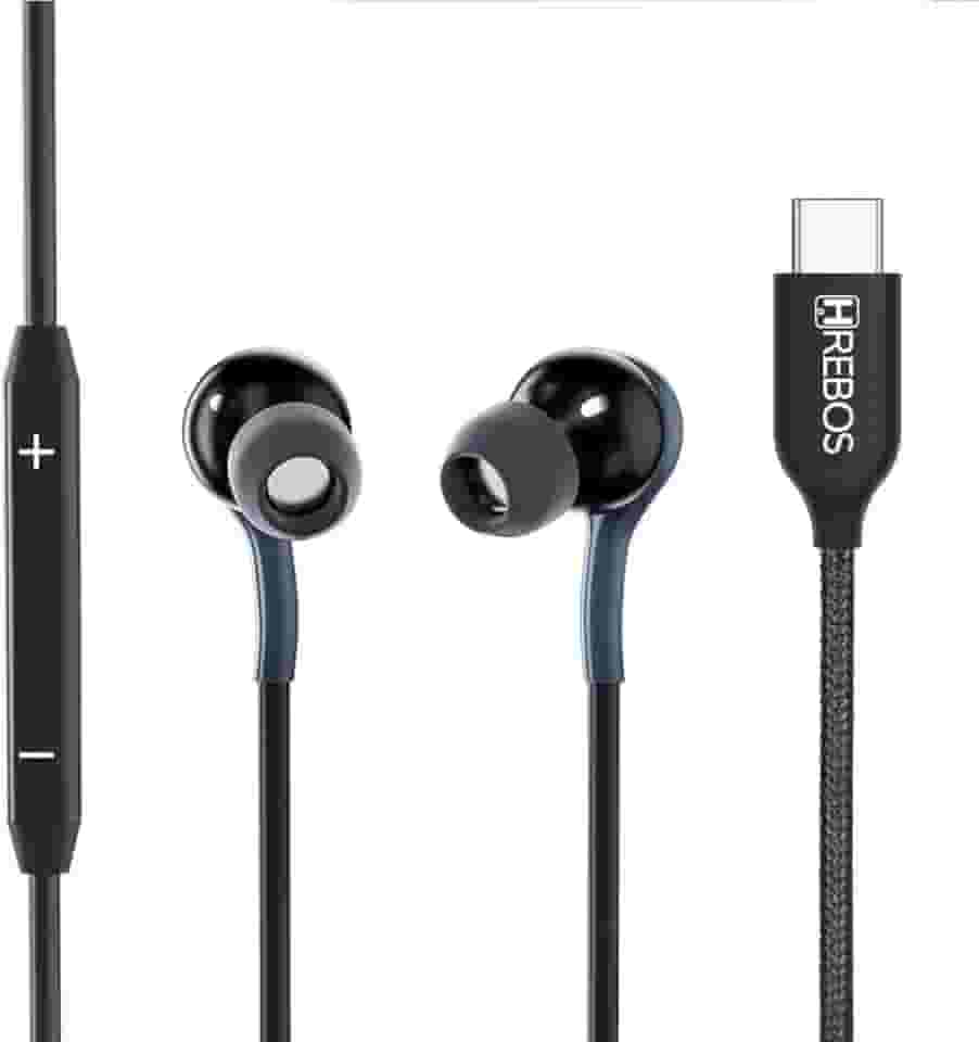 Fone de Ouvido Type C Android iPhone 15 Com Fio HSound 3ª Geração Microfone Volume Trançado Resistente