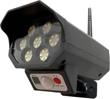 Refletor Solar LED 60W, Luminária de Segurança com Sensor de Presença, Preto, 42 LEDs, Painel Solar 5V, Formato Câmera, Controle Remoto, 8h de Funcionamento