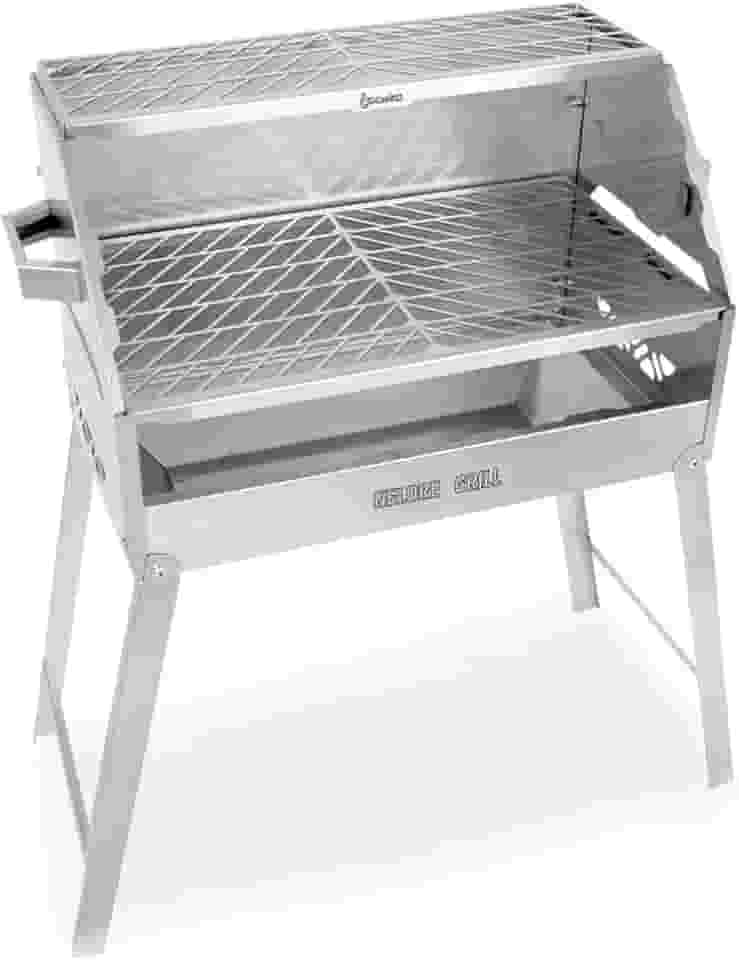 Churrasqueira Aço Inox 304 A Carvão Duas Grelhas Nelore Grill 50x30 Chão Parede Portátil Desmontável Resistente Mec Grill