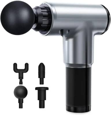 Pistola Massageadora Profissional - Alta Potência 800w, Liberação Miofacial, Fisioterapia, Alivio da Dor, 5 Ponteiras, Massageador Eletrico Profissional (Prata)