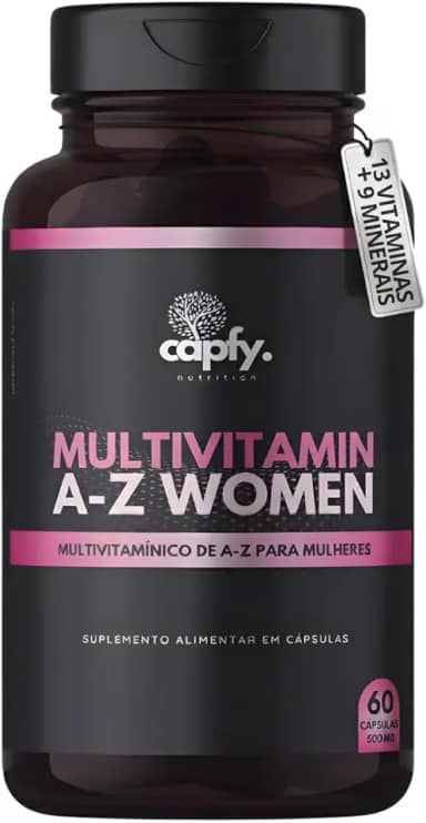 Multivitamínico AZ Mulher Completo com 13 Vitaminas e 9 Minerais Vitamina A C D E B7 B12 60 Cápsulas 500mg Premium Capfy. Nutrition