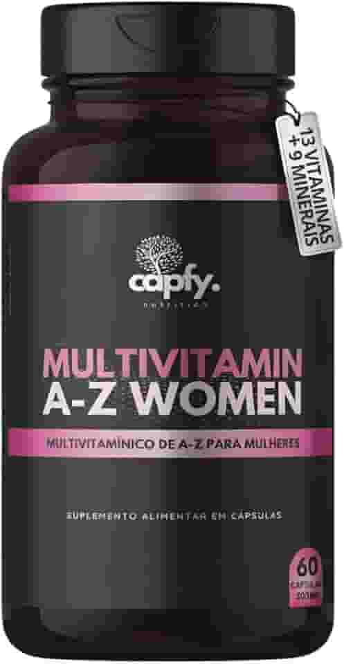 Multivitamínico AZ Mulher Completo com 13 Vitaminas e 9 Minerais Vitamina A C D E B7 B12 60 Cápsulas 500mg Premium Capfy. Nutrition