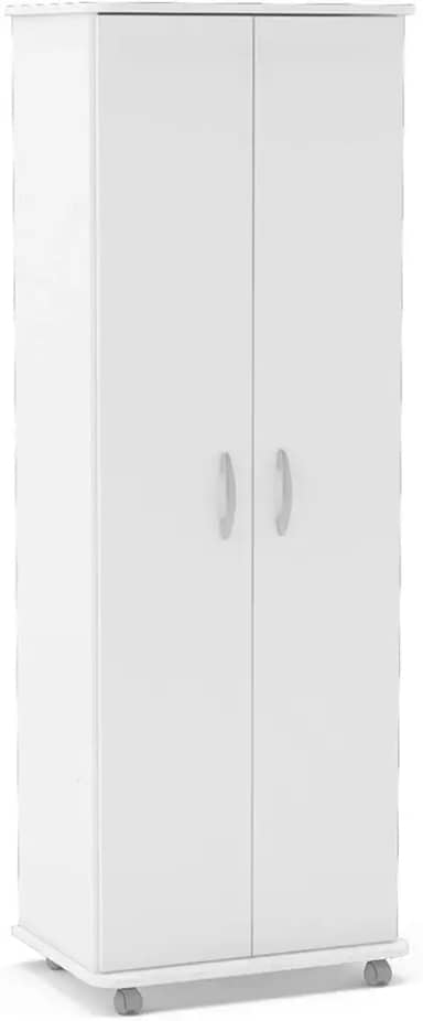 Armário Multiuso Limeira Alto 2 Portas 8 Prateleiras Branco Politorno