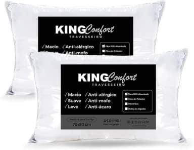 Kit 2 Travesseiros Toque de Pluma 50x70cm Kit Travesseiro Casal Percal 180 Fios Antialérgico Antimofo Antiácaro Lavável Suporte Médio Travesseiro Confortável para Dormir Macio e Leve Conforto Premium