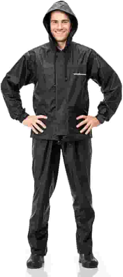 Capa de Chuva de Nylon com Capuz Pantaneiro 1001,Patagonia Conjunto de Chuva Unissex, Preto, Impermeável com Capuz, Jaqueta e Calça para Atividades ao Ar Livre. (BR, Alfa, GG, Regular, Regular)