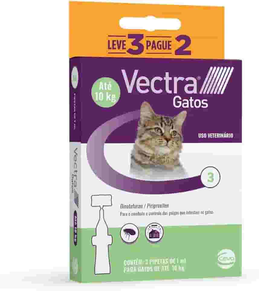 Ceva - Vectra Antipulgas para Gatos até 10kg - 3 Pipetas de 1,0mL - Leve 3 Pague 2 Pipetas