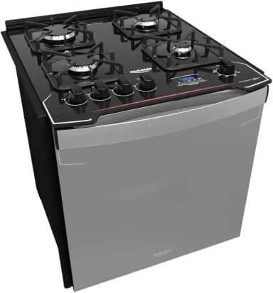 Fogão de Embutir 4 Bocas Preto com Frente Espelhada e Timer Digital Dako Diplomata Grill Style Bivolt