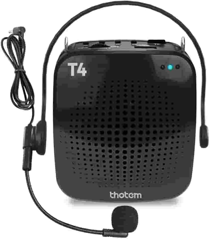 THOTEM Amplificador Profissional Portátil de Voz T4, 15W com Bluetooth 5.0 e Microfone com Fio - Preto